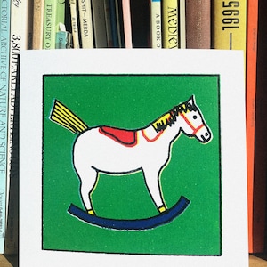 Children print toy horse Wall decor mid-century style illustration