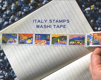 Stamps Washi Tape • ITALY POSTCARDS  • 5 original illustrations