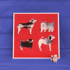square 20x20 cm print collage puppies - reproduction of a collage of cute dogs made of paper -