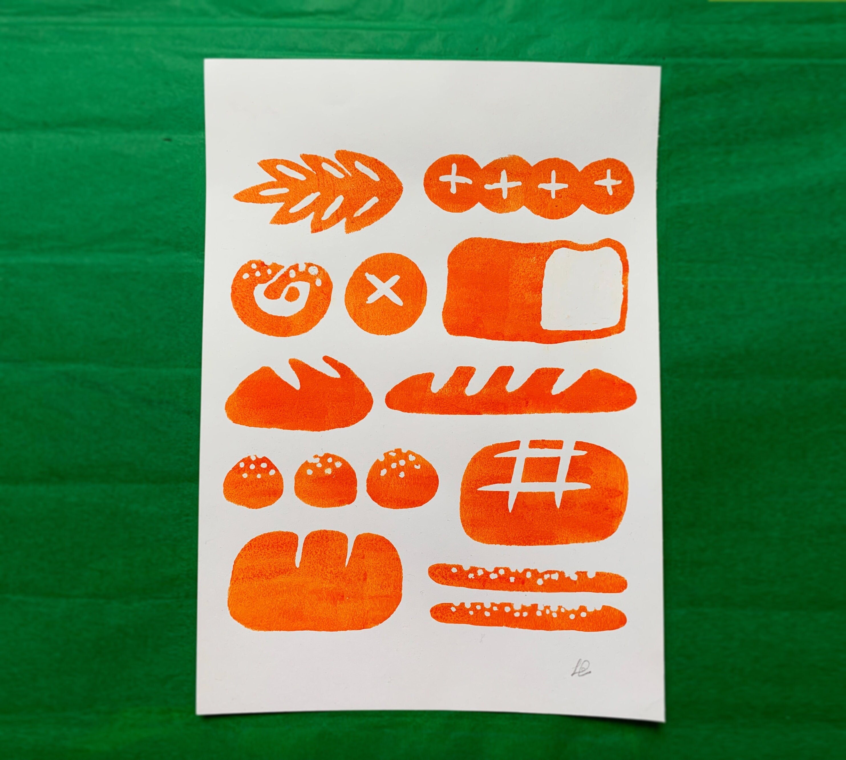 Français Affiche de Boulangerie - Sortes Pain Du Monde Entier Pochoir Original