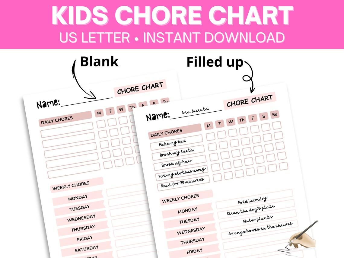 Kids Chore Chart With Weekly and Monthly Coupons Digital Download and Printable Bundle - Etsy