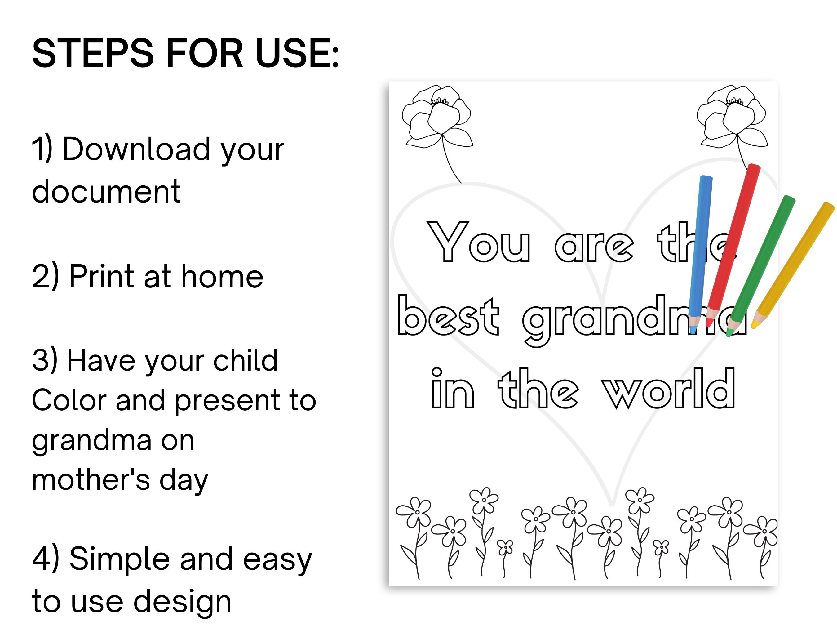 Mother's Day Printable for Grandma, Mother's Day Printable, Mother's ...