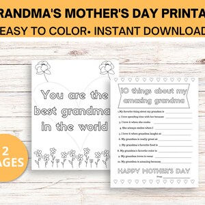Mother's Day Printable for Grandma, Mother's Day Printable, Mother's ...