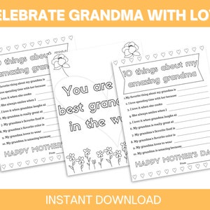 Mother's Day Printable for Grandma, Mother's Day Printable, Mother's ...