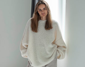 soft and cozy alpaca and merino wool sweater, loose sweater, oversize jumper, knitted jumper, minimalist womens jumper, one size sweater