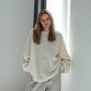 soft and cozy alpaca and merino wool sweater, loose sweater, oversize jumper, knitted jumper, minimalist womens jumper, one size sweater