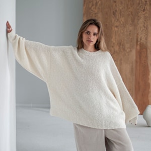 soft and cozy alpaca and merino wool sweater, loose sweater, oversize jumper, knitted jumper, minimalist womens jumper, one size sweater
