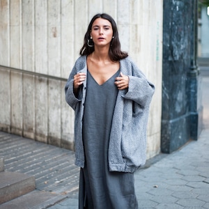 Minimalist Linen jacket, oversized jacket, linen kimono jacket, kimono, black blouse, linen blouse, boho blouse, kaftan, loose blouse