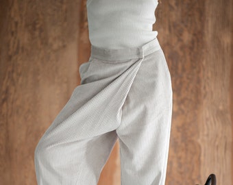 Corduroy high waist pants, corduroy trousers, wide cotton trousers, high waist cotton trousers, sustainable clothes, sustainable clothing