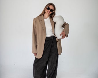 Corduroy high waist pants, corduroy trousers, wide cotton trousers, high waist cotton trousers, sustainable clothes, sustainable clothing