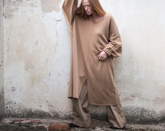 Dress, Cashmere blend two side Tunic Dress, oversized loose minimalist tunic dress made of wool, women dresses , tunic dress, atuko