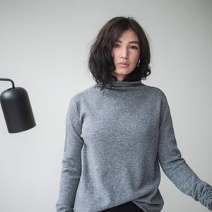 Lightweight merino winter sweater, relaxed fit cashmere jumper, black merino wool sweater, minimalist sweater, minimalist winter jumper