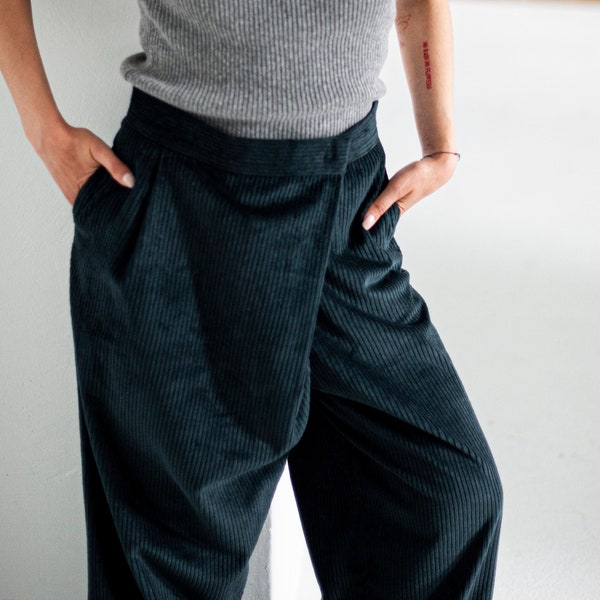 Corduroy high waist pants, corduroy trousers, wide cotton trousers, high waist cotton trousers, sustainable clothes, sustainable clothing