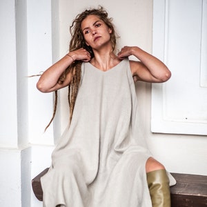 Oversized linnen jurk, Boho jurk, lange jurk, A lijn jurk, circulaire jurk, losse jurk, minimalistische jurk, oversized linnen jurk, zwart