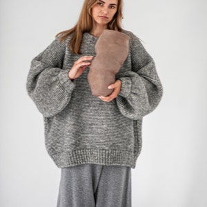 Chunky drop shoulder oversized sweater, wool sweater, cable knit sweater, handmade sweater, big sleeves sweater, knitted jumper, atuko image 8