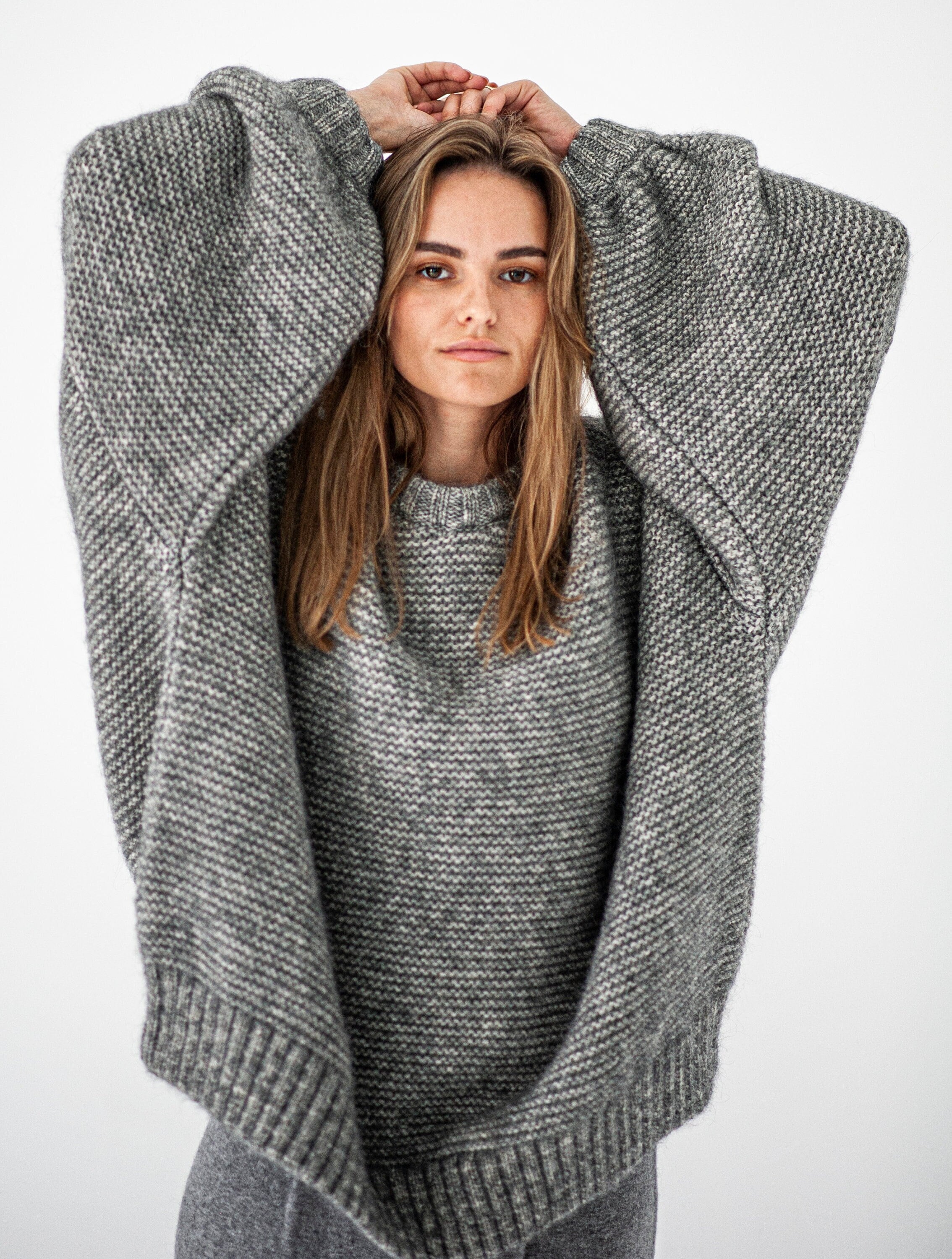 ADSB★UNISEX TASSEL SLEEVE OVERSIZED KNIT SWEATER★WOOL混用 Women's Trendy Sweaters to Wear with Leggings Causal Mock