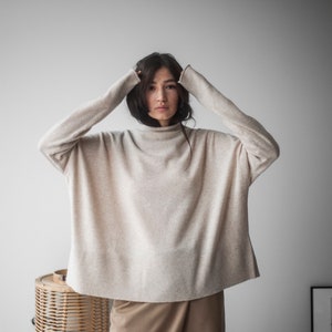 Oversized merino Sweater, minimalist jumper, loose sweater, women's sweaters, minimalist sweater, female cowl neck sweater, light cashmere image 10