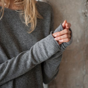Lightweight merino winter sweater, relaxed fit cashmere jumper, black merino wool sweater, minimalist sweater, minimalist winter jumper image 8