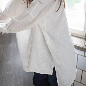 Linen shirts, french cuffs, oversized linen shirts, oversized shirt, linen blouse, linen clothing, minimal linen clothes, boyfriend shirt image 8