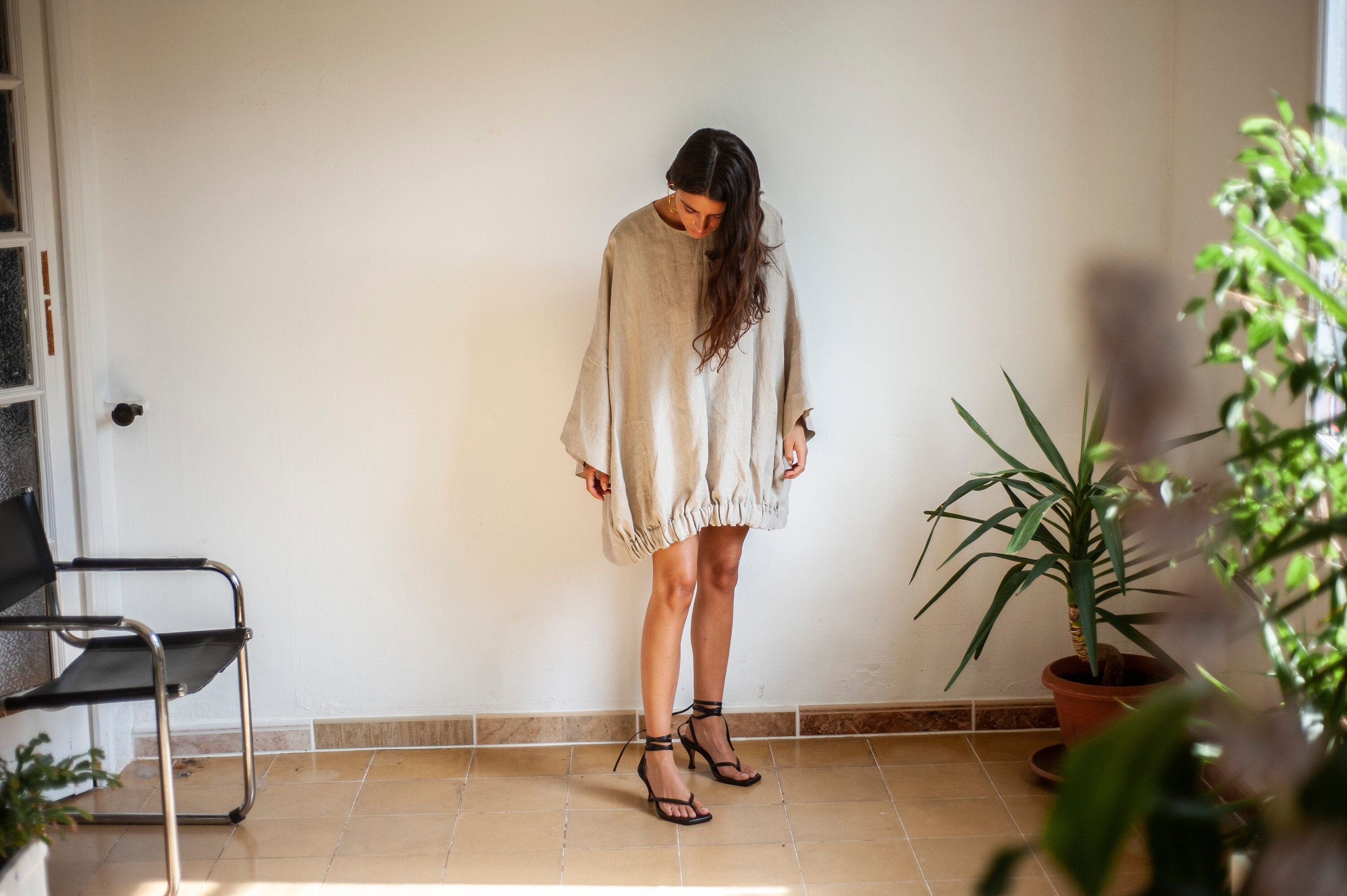 Minimalist Linen blouse, oversized blouse, linen kimono jacket, kimono, black blouse, linen blouse, boho blouse, kaftan, loose blouse