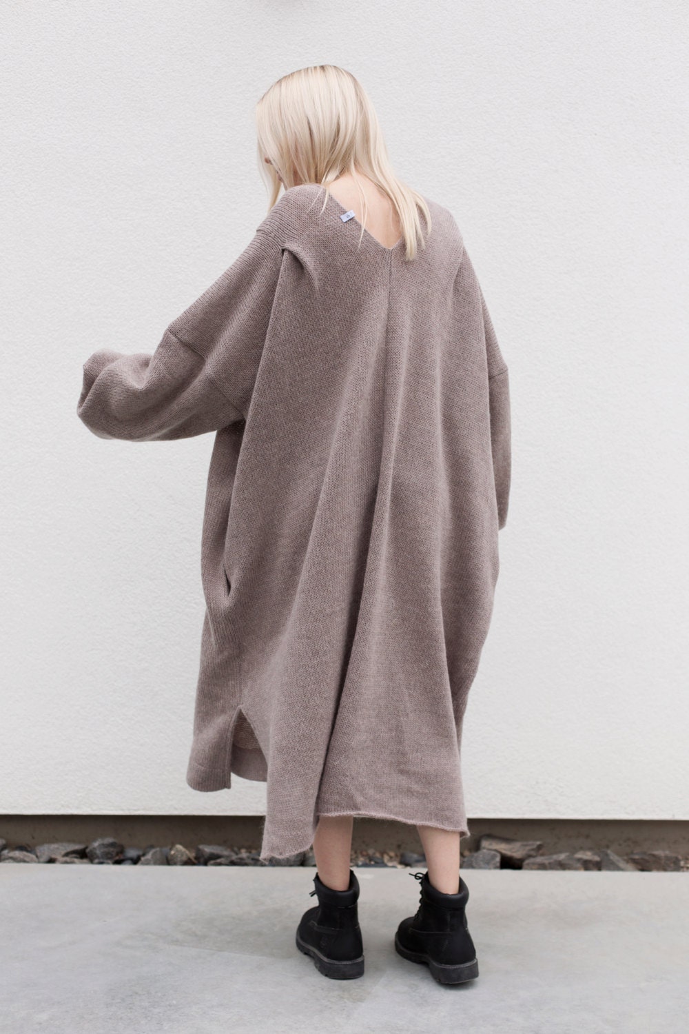 Oversized wool dress. Purplish brown minimalist dress. Tunic | Etsy