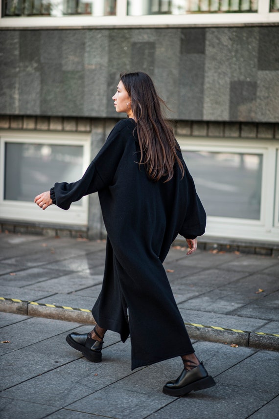 Oversized Winter Dress, Merino Dress, V Neckline Dres, Long Dress, Long  Black Dress, Warm Tunic Dress, Loose Fit Dress, Oversized Dress - Etsy