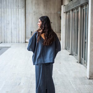 Leinen Kimono Top, Leinen Kimono, Leinen Kimono Bluse, Oversized Bluse, One Size Bluse, Leinen Oversized Bluse, Atuko Bild 2