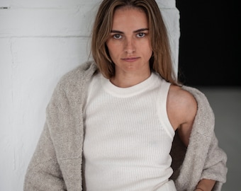 Merino Wool Tank Top, Sleeveless Knit Vest, Minimalist Summer Top