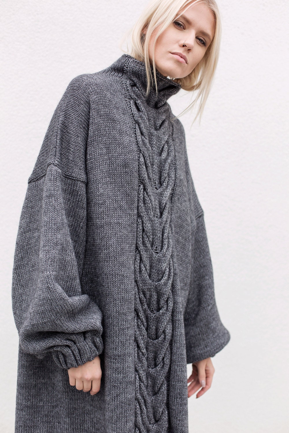 Oversized dresses oversized knitting loose sweater cable | Etsy