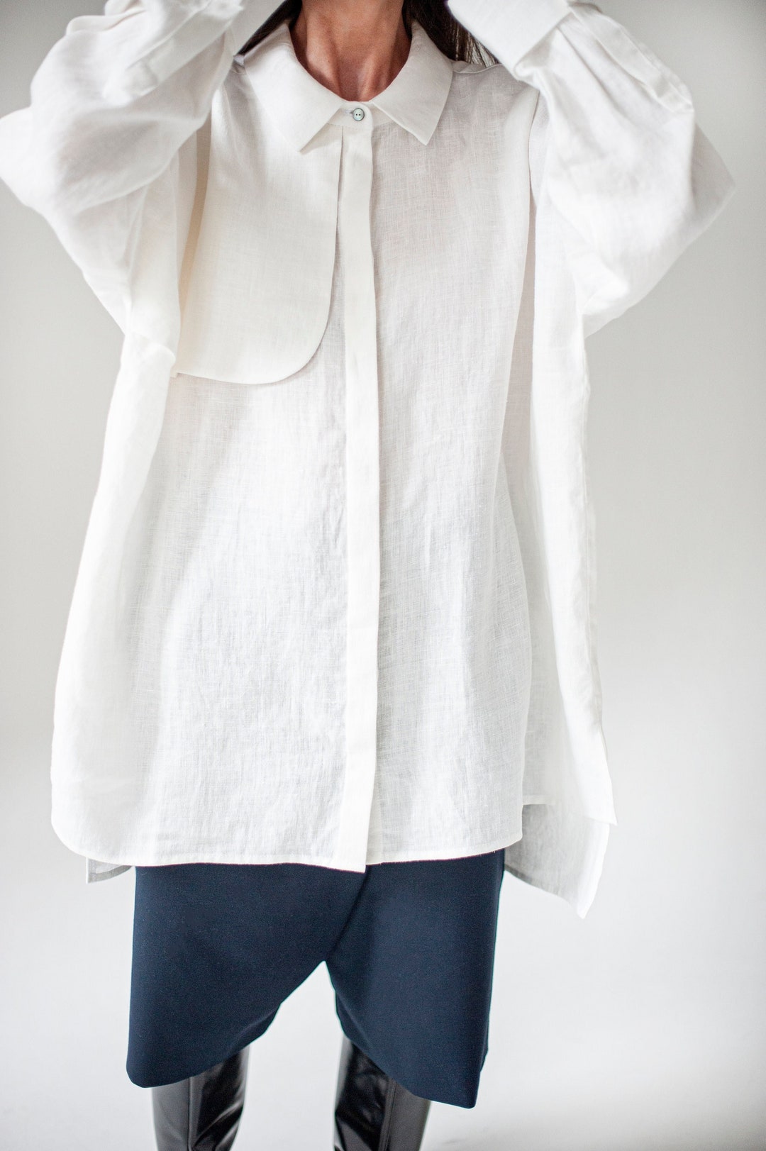 Antique French Linen Shirt Smock Large Workwear Chore