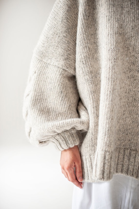 Plaited Drop Shoulder Oversized Sweater, Wool Sweater, Cable Knit Sweater,  Handmade Sweater, Plaited Sweater, Knitted Jumper, Atuko 