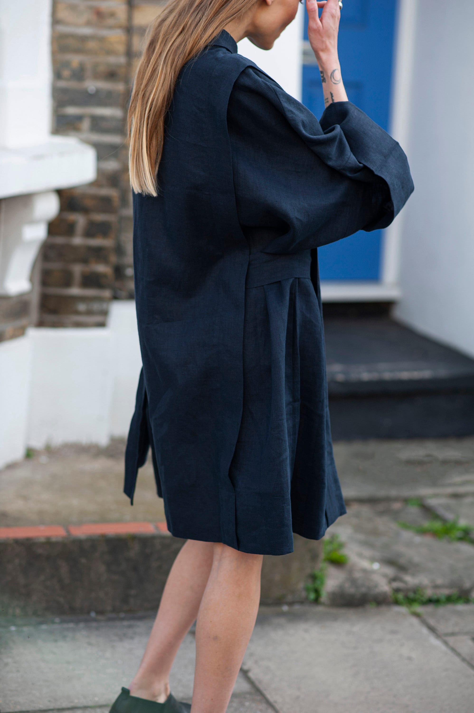 oversized kimono dress CECILIA oversized kimono sleeve maxi dress in dusty blue