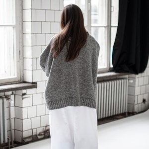 Plaited drop shoulder oversized sweater, wool sweater, cable knit sweater, handmade sweater, plaited sweater, knitted jumper, atuko zdjęcie 6