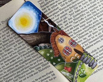 Original artwork bookmark, Watercolor art print, Sunflower fairy enchanted forest, Magical fairytale art, Pen pal snail mail book lover gift
