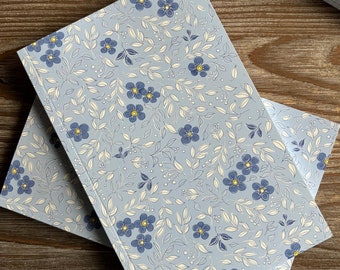 Lined Notebook 80 pages, Forget-me-not design, Designer writing stationery, Writing notes pages, Stationery gift