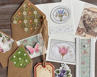 Penpal set: MYSTERIOUS RANDOM 10 stationery items for snailmail, happy mail, penpaling, postcrossing, SURPRISING stationery gift box