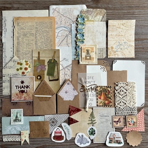 Ephemera set for Penpaling Snail Mail, Paper Elements, Creative Letter Writing, Junk Journal mixed media postcrosing, Collage paper DIY