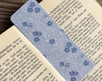 Original artwork bookmark, Floral Forget-Me-Not print, Pen pal, Stationery book lover gift