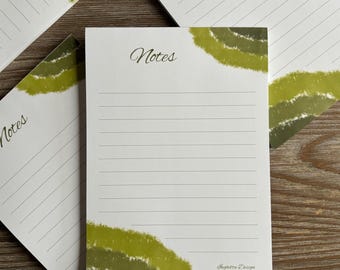 Notepad 50 pages, Green ish earth colors, Designer writing stationery, Stationery lover gift, Pages block, Pen pal snail mail