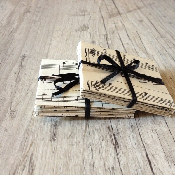 Musique papier enveloppes - set de 10 enveloppes minis petits conçus - musique vintage papier - noir blanc gris rustique - europeanstreetteam