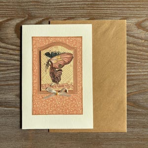 The fairies card, Crafted greeting card, Fairy tail elf fay card, Fancy pink card, Pastel light pinky card, Card for her, Card for friend