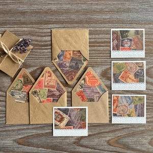Miniatuur gevoerde enveloppen, set notitiekaarten, romantische liefdesbriefjes, Snailmail penvriend junkjournaal, milieuvriendelijk, cadeau liefhebber briefpapier
