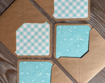 Letter writing set: 2 lined envelopes and cotton writing paper, Mint color