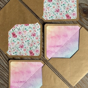 Schrijfset voor gevoerde enveloppen, brief, aquarelbloemen, katoenpapier set, milieuvriendelijk, stijlvol briefpapier, liefdesbrief bruiloft, penvriendin