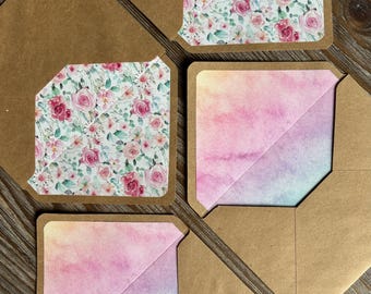 LAST SET. Lined envelopes writing set, Letter, Watercolor flowers, Cotton paper set, eco-friendly stationery, Wedding love letter, Penpal