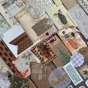 Ephemera set, Penpal kit, Junk Journal Diary stationery mix media, Happy Mail postcrosing, Collage paper DIY ephemera lot, Scrapbooking
