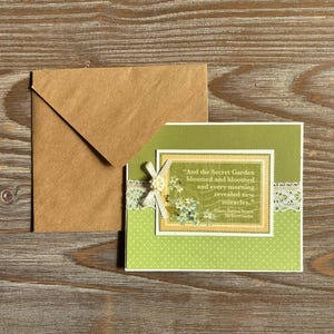 Carte de voeux jardin secret, carte unique de scrapbooking fait main, occasion spéciale