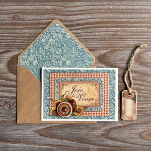 Blumenkarte mit gefüttertem Umschlag, Blaue Blumen Geburtstagskarte, weit entferntes Freundgeschenk, französischer Landhausstil, glückliche Postkarte