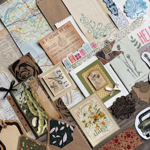 Ephemera set, Penpal kit, Junk Journal Diary stationery mix media, Happy Mail postcrosing, Collage paper DIY ephemera lot, Scrapbooking