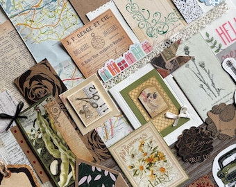 Ephemera set, Penpal kit, Junk Journal Diary stationery mix media, Happy Mail postcrosing, Collage paper DIY ephemera lot, Scrapbooking